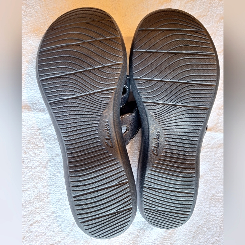 Clarks Womens Laurieann Echo black leather comfort sandals women's size 9.5 - Picture 11 of 13